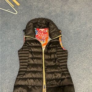 Lilly Pulitzer Black Puffer Vest with Vibrant Lining